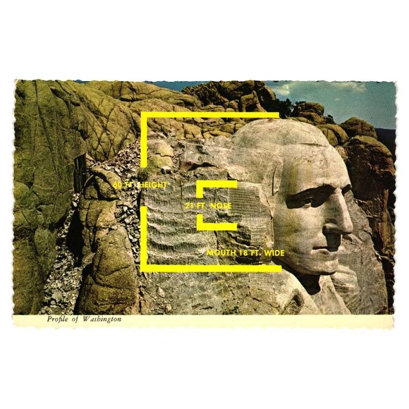 Mount Rushmore Profile Washington Postcard Rapid City South Dakota Photo Tourism - Picture 1 of 2